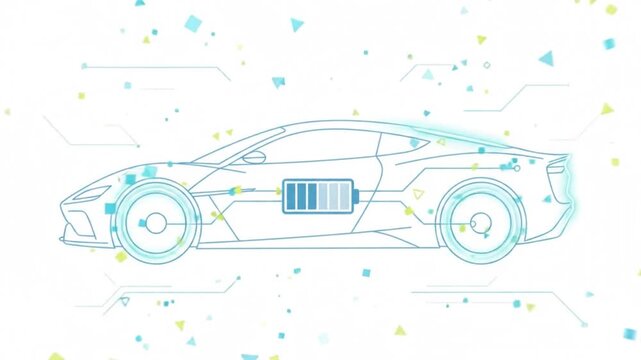 Futuristic Electric Supercar Energy Flow Animated Vector Icon