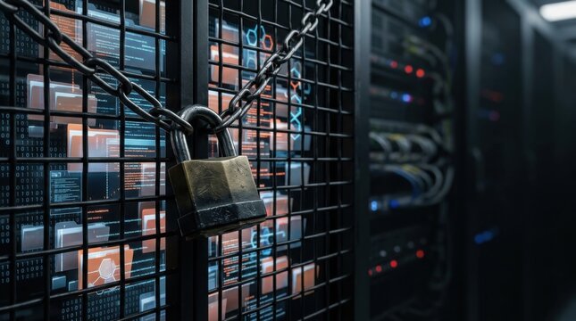 Padlock Secures Server Rack With Digital Data Display