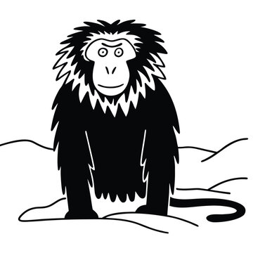 black and white illustration of a mankey