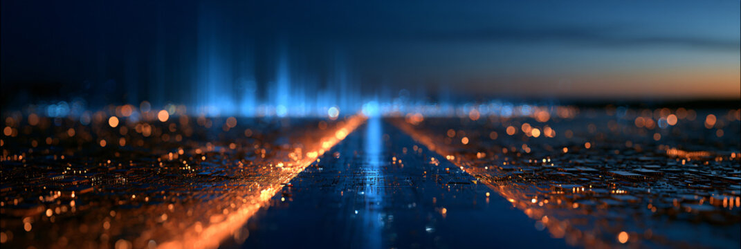Futuristic Nanoelectronics Technology Background Microscopic View of Circuit Board