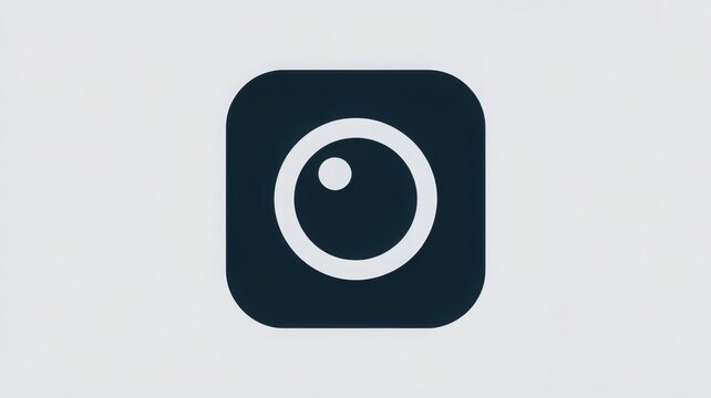 Minimalist camera lens icon on light gray background