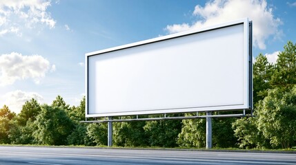 Obraz premium Large blank billboard stands beside road under blue