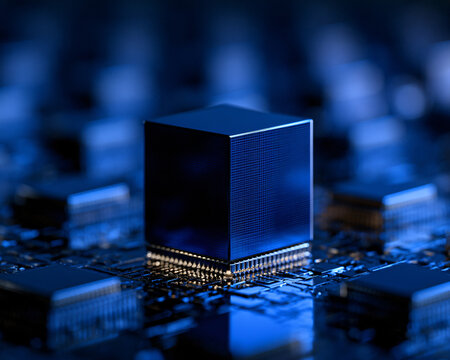 Advanced quantum computer microprocessor chip technology on circuit board