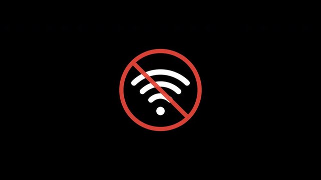 No Wi-Fi signal icon with alpha channel on 4K, disconnected internet symbol, offline status 
