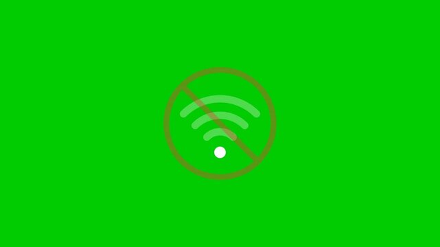 No wifi signal icon on green screen, disconnected signal, wireless error