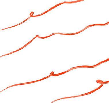 Abstract Red Hand Drawn Wavy Scribble Lines Texture Set on White Background