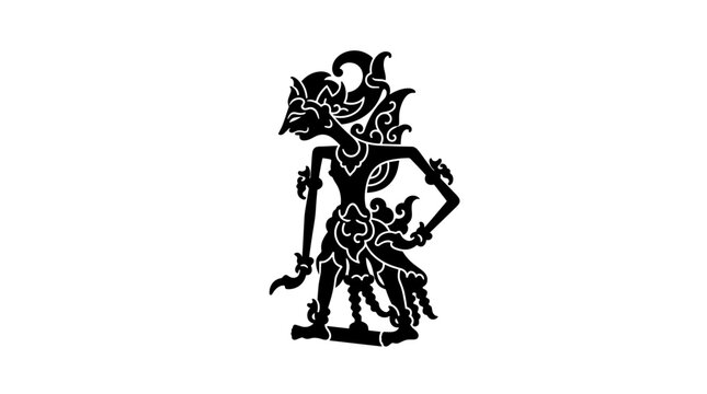 Traditional Indonesian Wayang Kulit Shadow Puppet Silhouette.