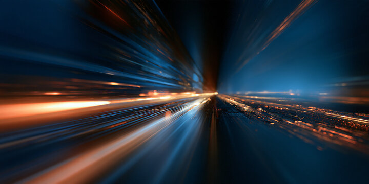 Abstract digital technology background with glowing optical computing light streams