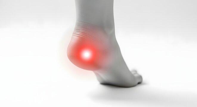 Minimal Clinical Visualization of Heel Pain with Localized Red Inflammation Highlight on the Foot