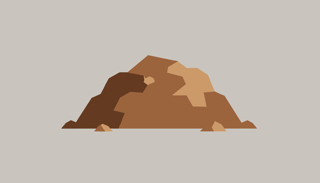 Minimalist vector illustration of organic brown soil heap or pile of garden compost isolated on light background.