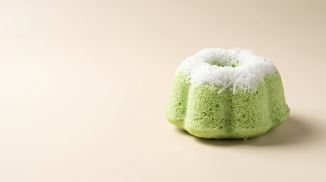 Traditional Indonesian Putu Ayu Pandan Cake with Coconut and Copy Space