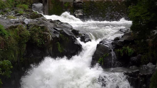 Powerful Cascades of Tahara Falls on the Katsura River in Yamanashi, Japan