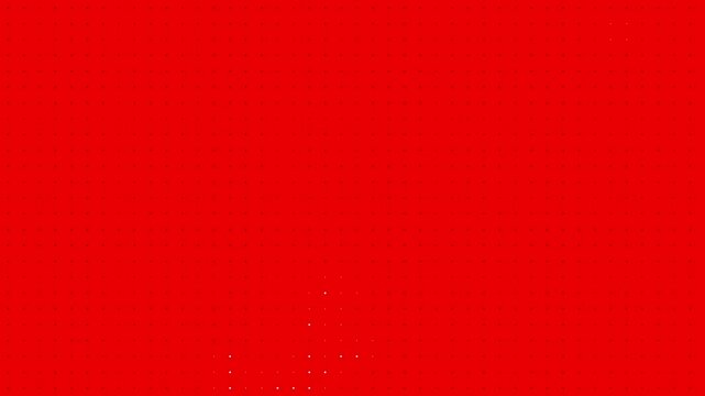Animated abstract technology random dots and grid background with vibrant red backdrop, sparse white pixel dot clusters flickering.