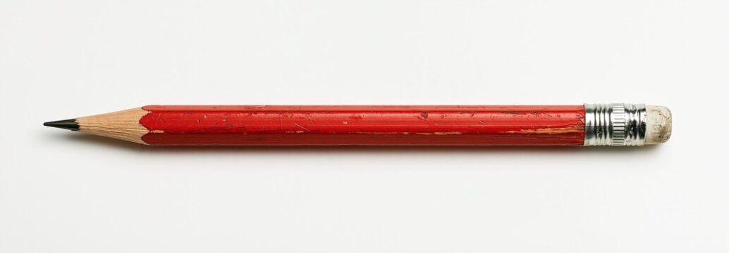 Close-up of a red wooden pencil with eraser
