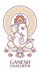 Obraz premium Minimalist lord ganesha line art poster for happy ganesh chaturthi indian traditional festival greeting card design element