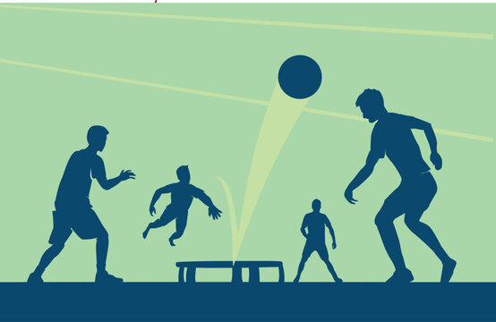 Premium Illustration of spikeball players playing together best for your digital graphic and print	
