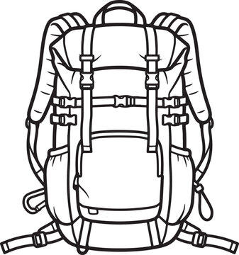 Black and white hiking backpack icon illustration vector design simple