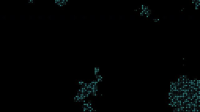 4k Animated abstract technology random dots and grid background with fluid cyan halftone wave, organic glowing dot matrix blob movement, cyber data particle.