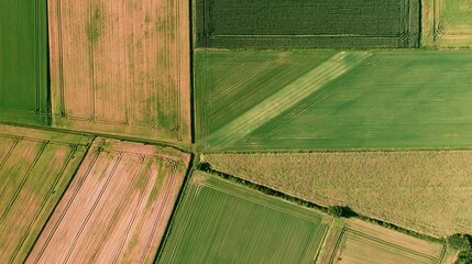 Naklejka premium Aerial view of green and brown agricultural fields
