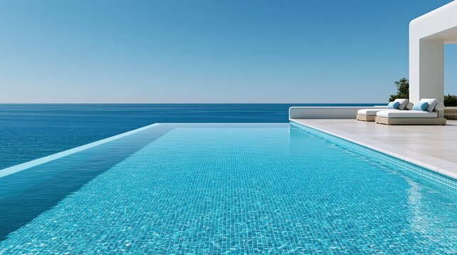 Modern infinity pool overlooking the ocean