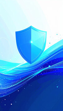 Abstract blue shield cybersecurity technology background with copy space 2
