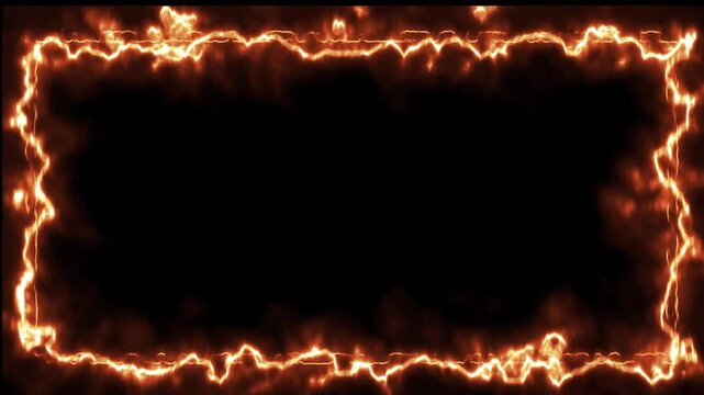 Abstract intense fire plasma glowing border frame motion background loop video