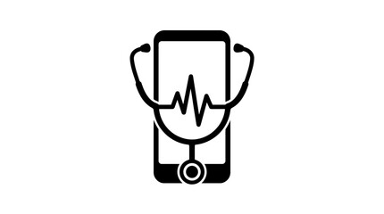 Fototapeta premium Smartphone with stethoscope and heartbeat icon for mobile health and telemedicine services