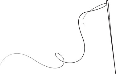 Fototapeta premium Sewing needle with thread continuous line art drawing minimalist vector