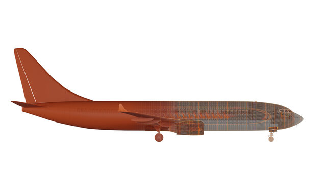 Orange Airplane Side View