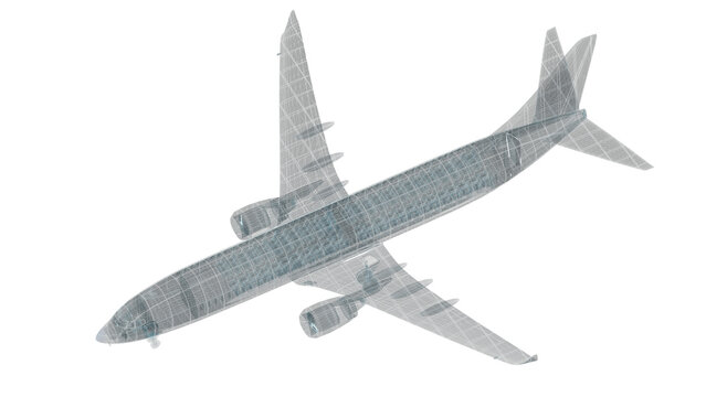 Wireframe Airplane on Black