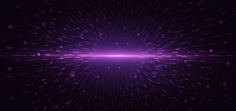 Abstract neon purple technology background with dynamic radial lines.
