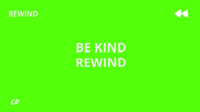 Dynamic rewind vhs green screen visual element with vintage retro tape aesthetic motion graphics