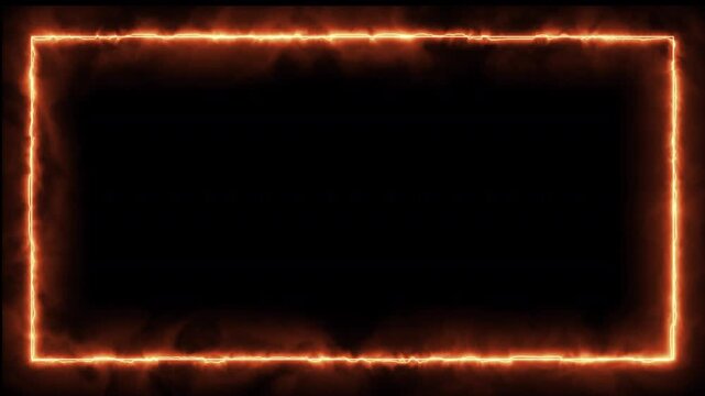 Abstract orange fire glowing energy border frame motion background loop video