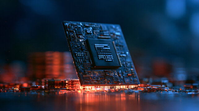Conceptual Digital Microchip Technology Illustration for Advanced Computing Systems