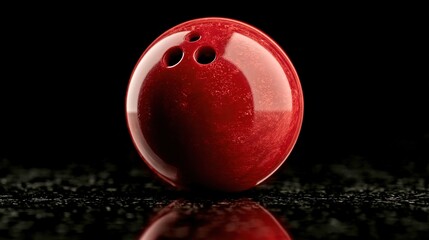 Fototapeta premium Closeup of a red bowling ball on black