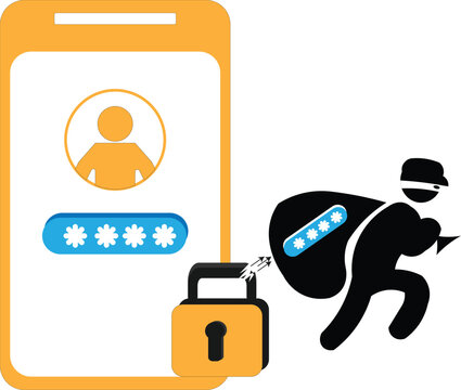 Mobile Security Breach with Hacker Stealing Personal Account Password from Smartphone