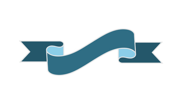 Elegant dark teal and light blue wavy ribbon banner for stylish titles, invitations, and classic design highlights.