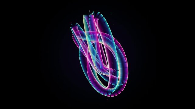 Abstract colorful futuristic neon glowing interlocking shapes vj loop background