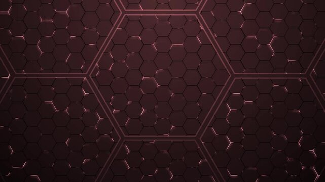 Dark metallic hexagonal honeycomb panels animation, Abstract Dark metallic hexagonal panels forming a repeating honeycomb pattern