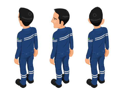 Isometric workers on white background