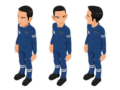 Isometric workers on white background