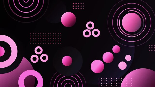 Monochrome geometric circles background, Abstract geometric background with circles gradients creating modern minimalist animation