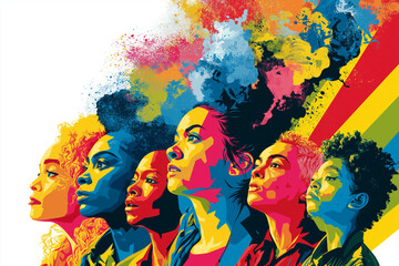 Obraz premium Colorful Afro Women Portraits in Artistic Style