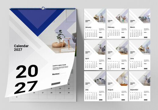 Clean Bule Calendar Template