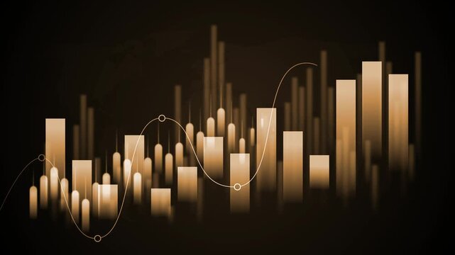 Abstract financial chart with rising bars and line graph animation, Business rising financial graph bar chart animated