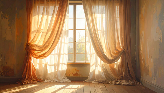 Window curtains sunlight interior