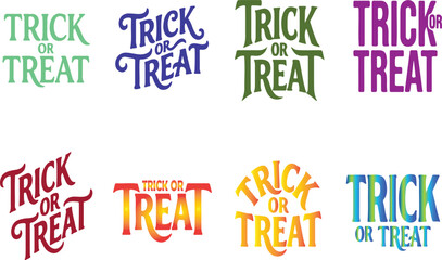 Obraz premium Colorful trick or treat typography set for halloween design