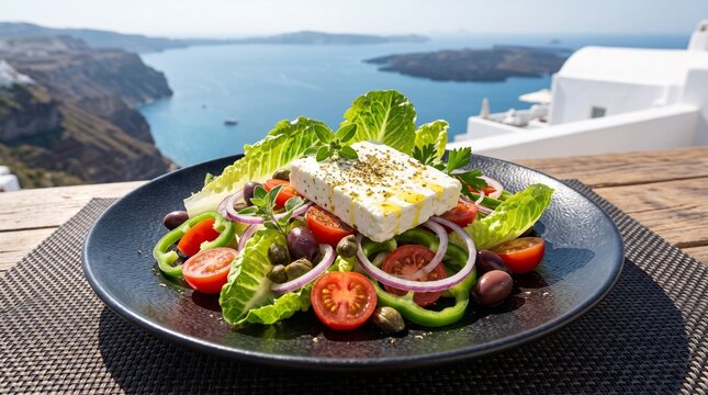 greek salad with feta cheese ,Greek salad on plate