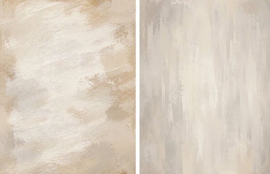 Abstract Hand Painted Texture Background Set &ndash; Minimal Neutral Brush Strokes on Canvas