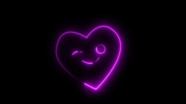 Neon heart icon animation. Romantic heart, love symbol passion felling illustration loop love, motion neon passion pulse romance fondness and romance concept. Free & Premeum.